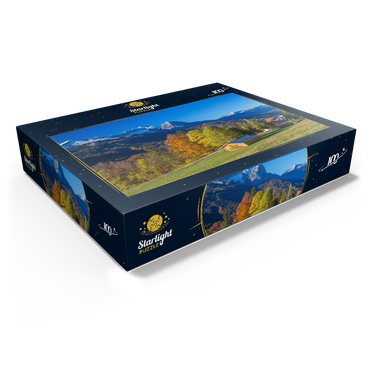 View from the Pfeiffer-Alm to the Zugspitzgruppe (2962m), Garmisch-Partenkirchen 100 Jigsaw Puzzle box view1