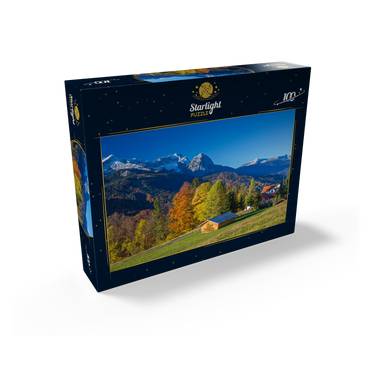 View from the Pfeiffer-Alm to the Zugspitzgruppe (2962m), Garmisch-Partenkirchen 100 Jigsaw Puzzle box view1