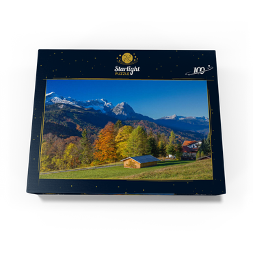 View from the Pfeiffer-Alm to the Zugspitzgruppe (2962m), Garmisch-Partenkirchen 100 Jigsaw Puzzle box view1