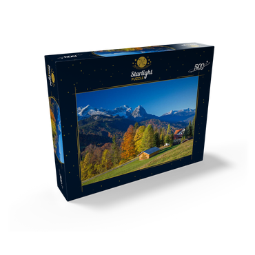 View from the Pfeiffer-Alm to the Zugspitzgruppe (2962m), Garmisch-Partenkirchen 500 Jigsaw Puzzle box view1