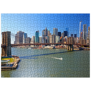 puzzleplate View to Brooklyn Bridge with One World Trade Center, Manhattan, New York City, USA 500 Jigsaw Puzzle