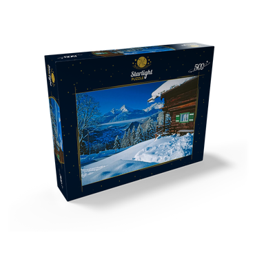 Hut at Metzenleiten against Watzmann (2713m), Berchtesgaden, Upper Bavaria 500 Jigsaw Puzzle box view1
