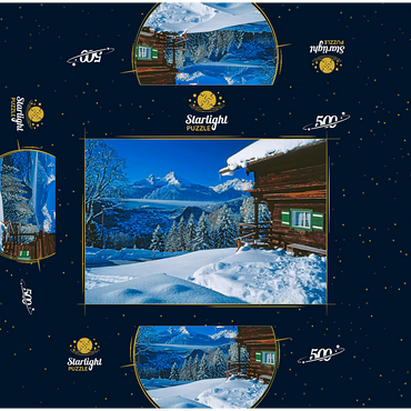 Hut at Metzenleiten against Watzmann (2713m), Berchtesgaden, Upper Bavaria 500 Jigsaw Puzzle box 3D Modell