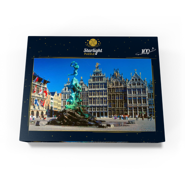 Grote Markt with guild houses and Brabo fountain, Antwerp, Belgium 100 Jigsaw Puzzle box view1