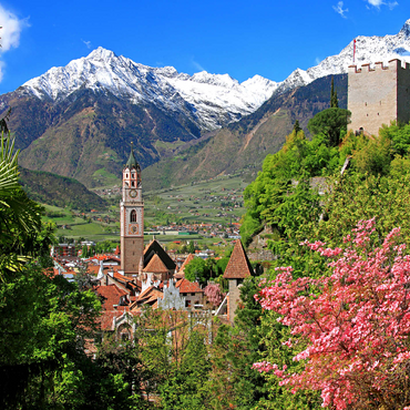 Old town with parish church and powder tower against Texelgruppe, Meran 500 Jigsaw Puzzle 3D Modell