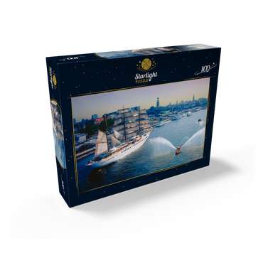 Welcoming the Sea Cloud at the St. Pauli Landungsbrücken, Hamburg, Germany 100 Jigsaw Puzzle box view1