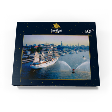 Welcoming the Sea Cloud at the St. Pauli Landungsbrücken, Hamburg, Germany 500 Jigsaw Puzzle box view1