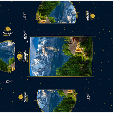 Isenfluh, hamlet Sulwald (1520m) hut against Jungfrau (4158m) 100 Jigsaw Puzzle box 3D Modell