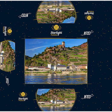 View over the Rhine with Gutenfels Castle in Kaub, Rhine Valley 1000 Jigsaw Puzzle box 3D Modell