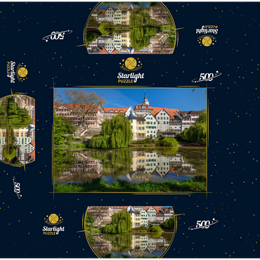 Tübingen old town with collegiate church on the Neckar river 500 Jigsaw Puzzle box 3D Modell
