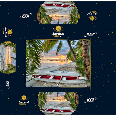 Palm beach at Hotel Les Tipaniers at Hauru Point, Moorea Island 1000 Jigsaw Puzzle box 3D Modell