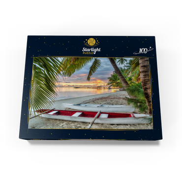 Palm beach at Hotel Les Tipaniers at Hauru Point, Moorea Island 100 Jigsaw Puzzle box view1