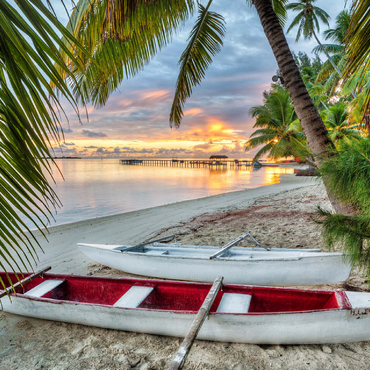 Palm beach at Hotel Les Tipaniers at Hauru Point, Moorea Island 100 Jigsaw Puzzle 3D Modell