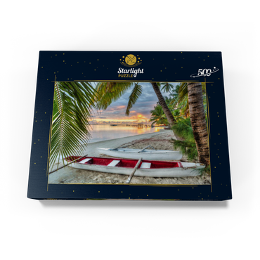 Palm beach at Hotel Les Tipaniers at Hauru Point, Moorea Island 500 Jigsaw Puzzle box view1