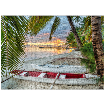 puzzleplate Palm beach at Hotel Les Tipaniers at Hauru Point, Moorea Island 500 Jigsaw Puzzle