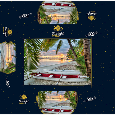 Palm beach at Hotel Les Tipaniers at Hauru Point, Moorea Island 500 Jigsaw Puzzle box 3D Modell