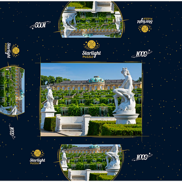 French Garden with the Sanssouci Palace and the vineyard terraces in the park 1000 Jigsaw Puzzle box 3D Modell