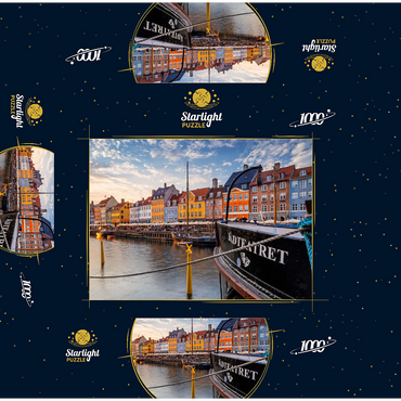 Evening atmosphere at the canal Nyhavn in the district Frederiksstaden 1000 Jigsaw Puzzle box 3D Modell