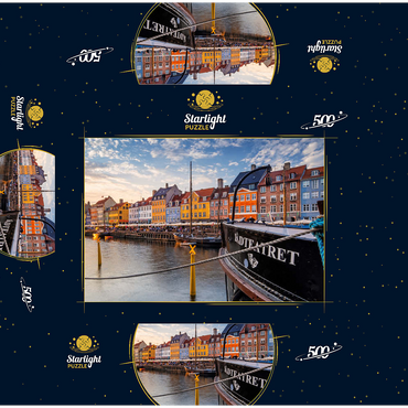 Evening atmosphere at the canal Nyhavn in the district Frederiksstaden 500 Jigsaw Puzzle box 3D Modell