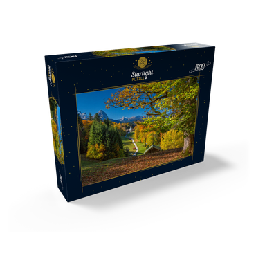 Wamberg (996m), church St. Anna (1721) against Daniel (2340m), Garmisch-Partenkirchen, Upper Bavaria 500 Jigsaw Puzzle box view1