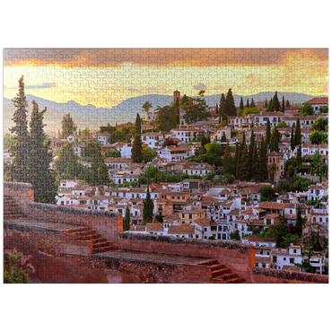 puzzleplate View from the Alhambra to the Albaicin district, Granada, Andalusia, Spain 1000 Jigsaw Puzzle
