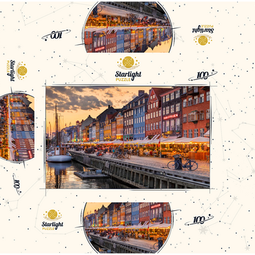 Evening atmosphere at the canal Nyhavn in the district Frederiksstaden 100 Jigsaw Puzzle box 3D Modell