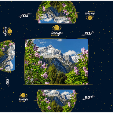 Alpspitze (2628m) with blooming lilac, Garmisch-Partenkirchen, Upper Bavaria, Bavaria, Germany 1000 Jigsaw Puzzle box 3D Modell