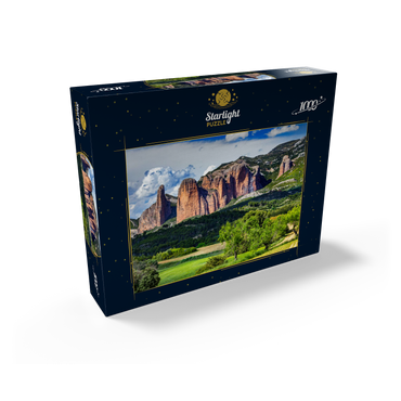 Rock formation Los Mallos de Riglos at the mountain village Riglos in Sierra de Loarre 1000 Jigsaw Puzzle box view1