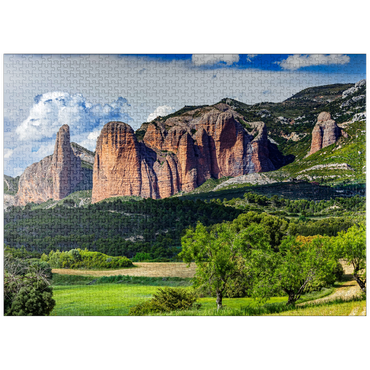 puzzleplate Rock formation Los Mallos de Riglos at the mountain village Riglos in Sierra de Loarre 1000 Jigsaw Puzzle