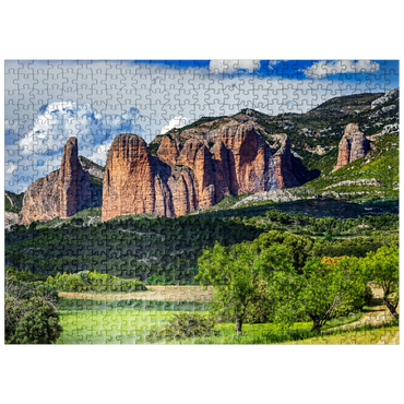 puzzleplate Rock formation Los Mallos de Riglos at the mountain village Riglos in Sierra de Loarre 500 Jigsaw Puzzle