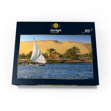 Felucca on the Nile against the mountains of the Libyan Desert, Aswan, Egypt 100 Jigsaw Puzzle box view1