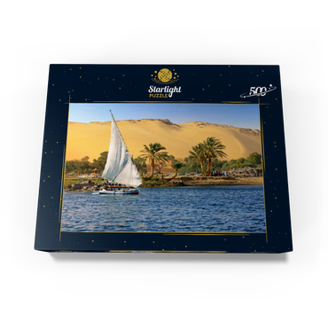 Felucca on the Nile against the mountains of the Libyan Desert, Aswan, Egypt 500 Jigsaw Puzzle box view1
