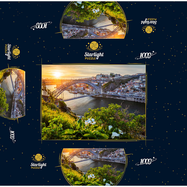 View over the river Douro to the old town Ribeira of Porto 1000 Jigsaw Puzzle box 3D Modell