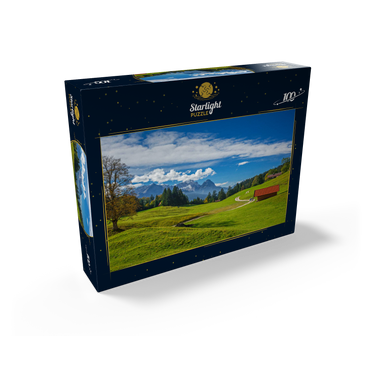 At the mountain inn Gschwandtnerbauer (1020m) against Zugspitzgruppe (2962m), Garmisch-Partenkirchen 100 Jigsaw Puzzle box view1