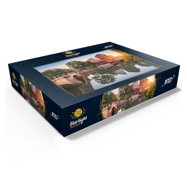 Weinstadel and water tower at the Henkersteg on the Pegnitz, Nuremberg, Middle Franconia, Bavaria, Germany 1000 Jigsaw Puzzle box view1