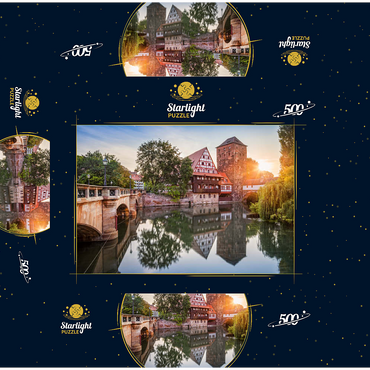 Weinstadel and water tower at the Henkersteg on the Pegnitz, Nuremberg, Middle Franconia, Bavaria, Germany 500 Jigsaw Puzzle box 3D Modell