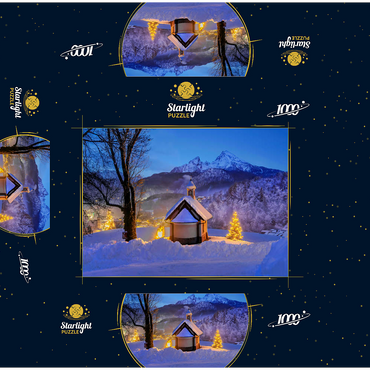 Kirchleitn chapel at Weinfeld with Watzmann (2713m) and Christmas tree 1000 Jigsaw Puzzle box 3D Modell