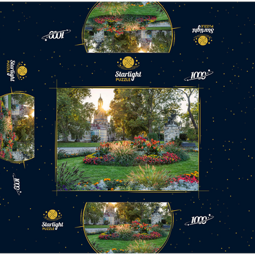 Brühlscher Garten at the eastern end of the Brühl Terrace with view to the Frauenkirche in the evening 1000 Jigsaw Puzzle box 3D Modell