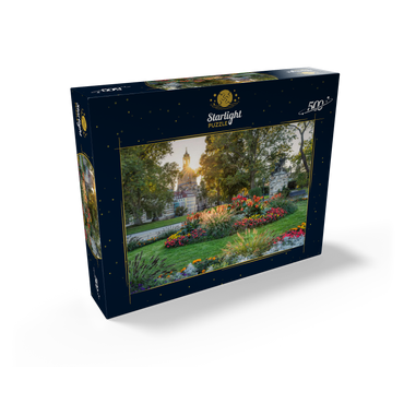 Brühlscher Garten at the eastern end of the Brühl Terrace with view to the Frauenkirche in the evening 500 Jigsaw Puzzle box view1