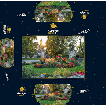 Brühlscher Garten at the eastern end of the Brühl Terrace with view to the Frauenkirche in the evening 500 Jigsaw Puzzle box 3D Modell