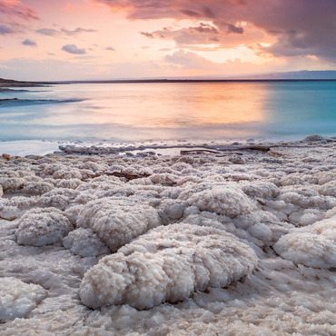 Salt crystals on the shore in the evening light, Dead Sea, Jordan Valley, Jordan 500 Jigsaw Puzzle 3D Modell