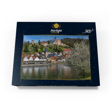 Historic town center with Hirschhorn castle in springtime 500 Jigsaw Puzzle box view1