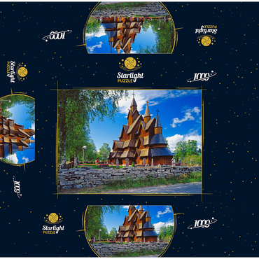 Stave church in Heddal, district of Notodden 1000 Jigsaw Puzzle box 3D Modell