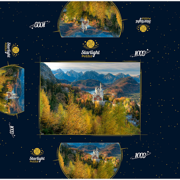 Neuschwanstein Castle and Hohenschwangau Castle with Alpsee and Tannheimer Mountains 1000 Jigsaw Puzzle box 3D Modell