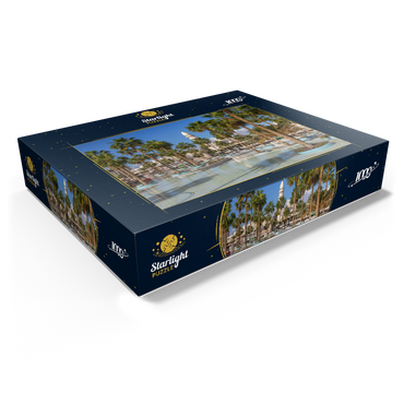 Fountain with palm trees on Princess Haya Circle, Aqaba, Gulf of Aqaba, Jordan 1000 Jigsaw Puzzle box view1