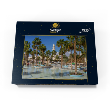 Fountain with palm trees on Princess Haya Circle, Aqaba, Gulf of Aqaba, Jordan 1000 Jigsaw Puzzle box view1