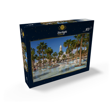 Fountain with palm trees on Princess Haya Circle, Aqaba, Gulf of Aqaba, Jordan 100 Jigsaw Puzzle box view1