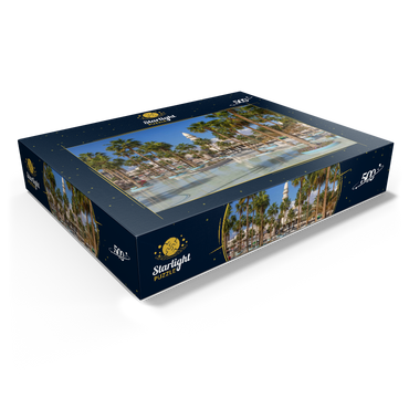 Fountain with palm trees on Princess Haya Circle, Aqaba, Gulf of Aqaba, Jordan 500 Jigsaw Puzzle box view1