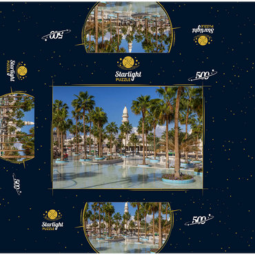 Fountain with palm trees on Princess Haya Circle, Aqaba, Gulf of Aqaba, Jordan 500 Jigsaw Puzzle box 3D Modell