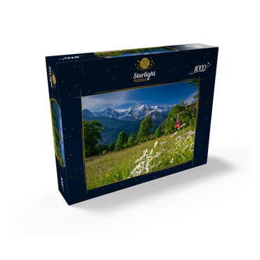 Isenfluh, hamlet Sulwald mountain station of the cable car against Eiger, Mönch and Jungfrau 1000 Jigsaw Puzzle box view1